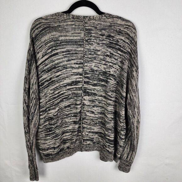 Eileen Fisher Sweater Sz S Cardigan Open Front Organic Linen Black Gray Beachy - Picture 2 of 6